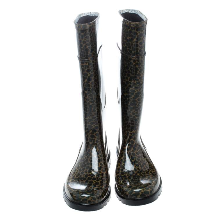 Pre Owned Dolce & Gabbana Animal Print Rubber Boots Size 41