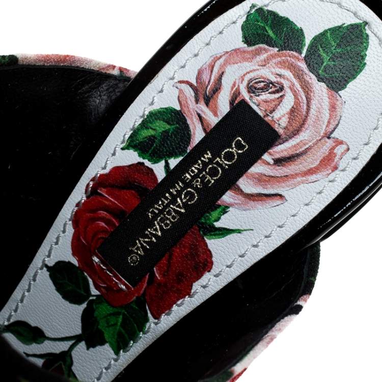 Pre Owned Dolce & Gabbana Multicolored Charmeuse Printed Fabric Bejeweled Buckle Mules Size 39