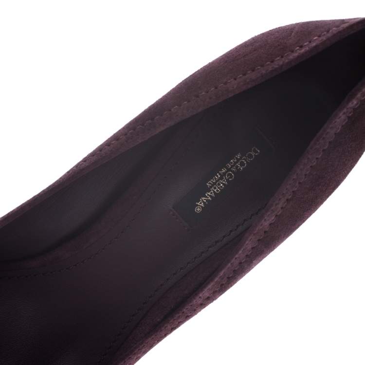 Pre Owned Dolce & Gabbana Burgundy Suede DG Amore Pointed Toe Pumps Size 40