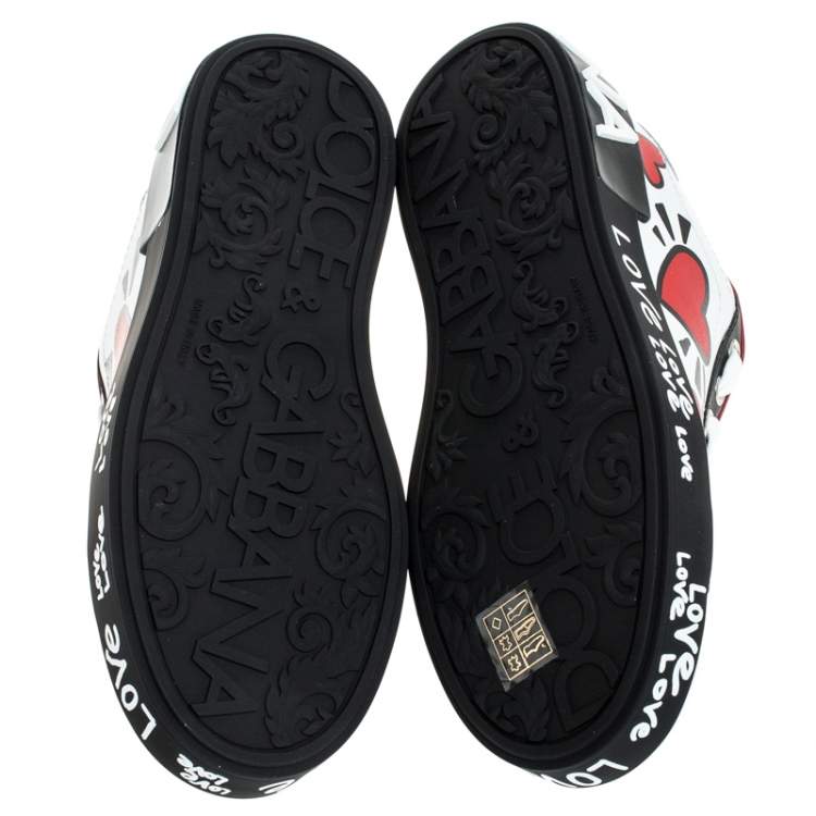 Pre Owned Dolce & Gabbana Multicolor Leather Portofino Heart Print Low Top Sneakers Size 36