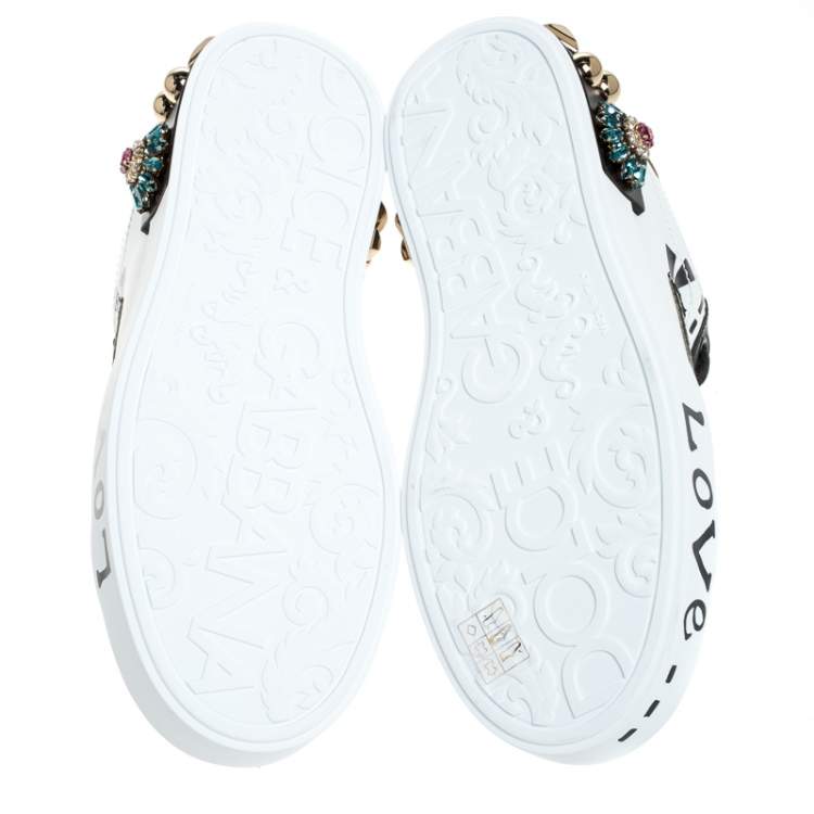 مملوكة مسبقًا Dolce&Gabbana Multicolor Leather Portofino Embellished Low Top Sneakers Size EU 37.5
