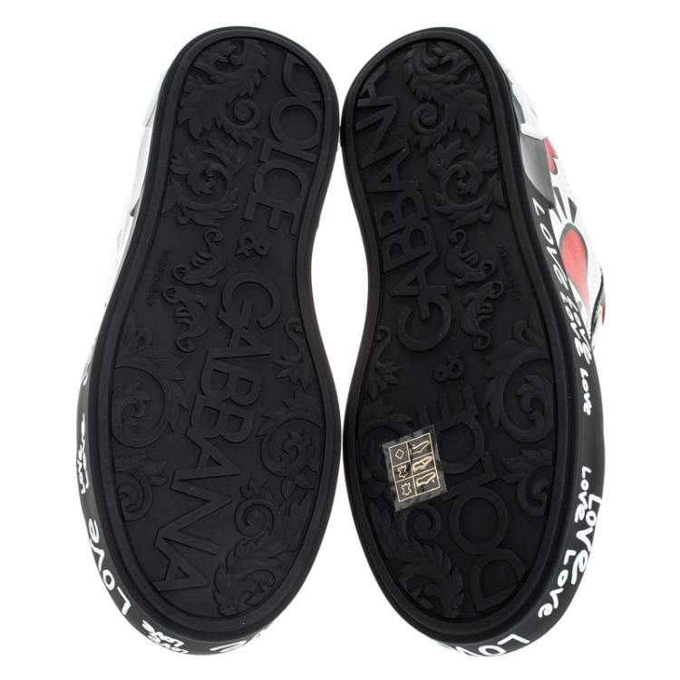 Pre Owned Dolce & Gabbana Multicolor Leather Portofino Heart Embellished Low Top Sneakers Size 35.5
