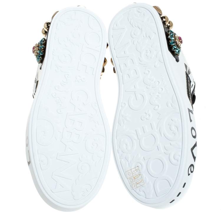 Pre Owned Dolce&Gabbana Multicolor Leather Portofino Low Top Sneakers Size 35.5