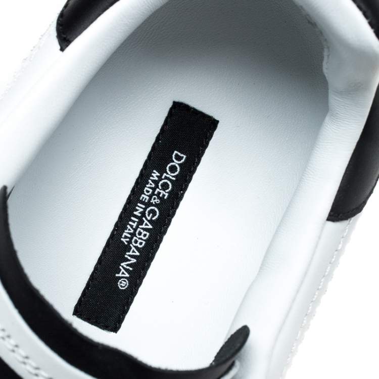 Pre Owned Dolce & Gabbana White/Black Leather Portofino Low Top Sneakers Size 35.5