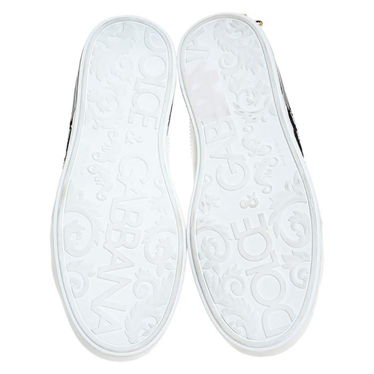 Pre Owned Dolce and Gabbana White Leather I'm in Love Low Top Sneakers Size 40