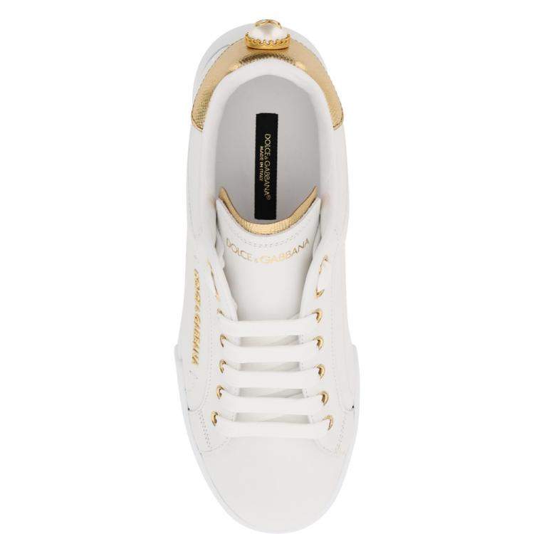 Pre Owned Dolce & Gabbana White Portofino Sneaker Size 38