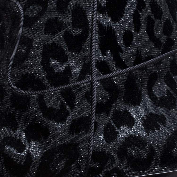 Pre Owned Dolce & Gabbana Black Animal Print Lurex and Velvet Cowboy Boots Size 37.5