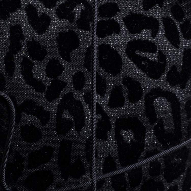 Pre Owned Dolce & Gabbana Black Animal Print Lurex and Velvet Cowboy Boots Size 36