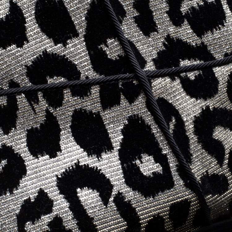 Pre Owned Dolce & Gabbana Black/Silver Animal Print Lurex and Velvet Cowboy Boots Size 39.5
