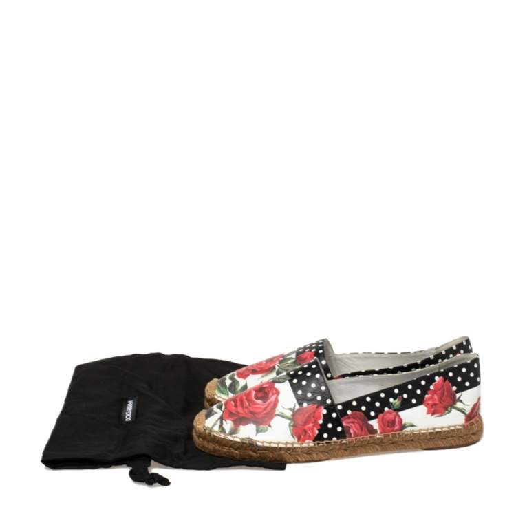 Pre Owned Dolce & Gabbana Multicolor Floral Print Leather Slip On Espadrilles Size 40