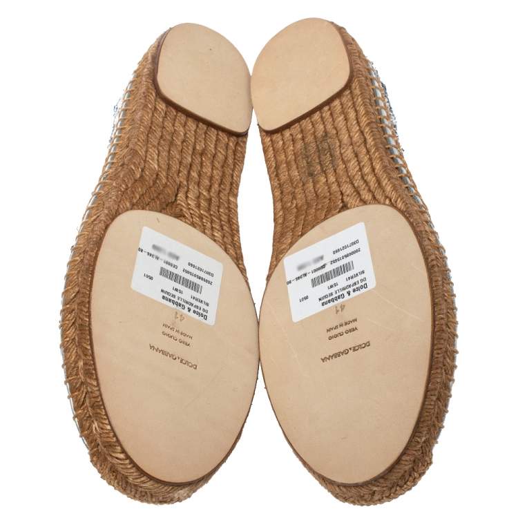 Pre Owned Dolce & Gabbana Silver Sequin On Flat Espadrilles Size 41 