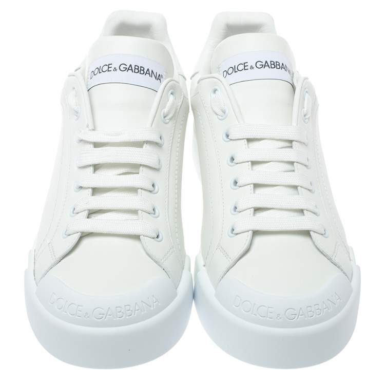 Pre Owned Dolce & Gabbana White Leather Portofino Low Top Sneakers Size 40