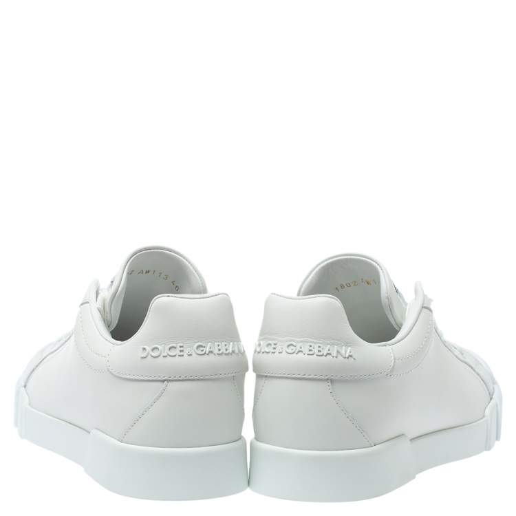 Pre Owned Dolce & Gabbana White Leather Portofino Low Top Sneakers Size 40