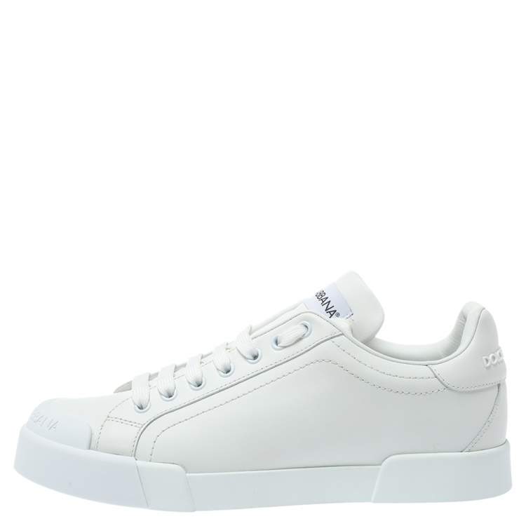 Pre Owned Dolce & Gabbana White Leather Portofino Low Top Sneakers Size 40