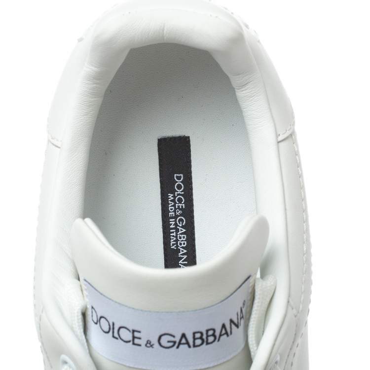 Pre Owned Dolce & Gabbana White Leather Portofino Low Top Sneakers Size 40