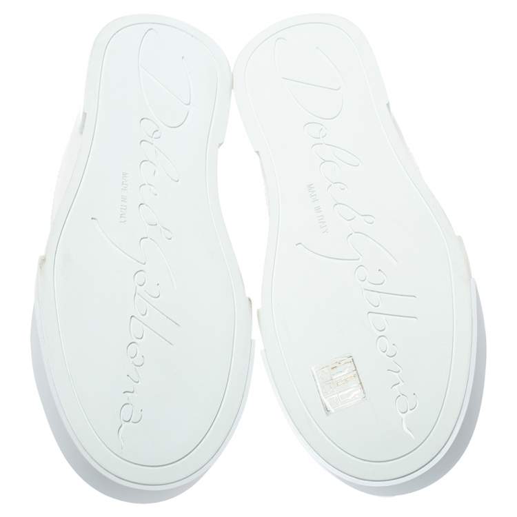 Pre Owned Dolce & Gabbana White Leather Portofino Low Top Sneakers Size 40