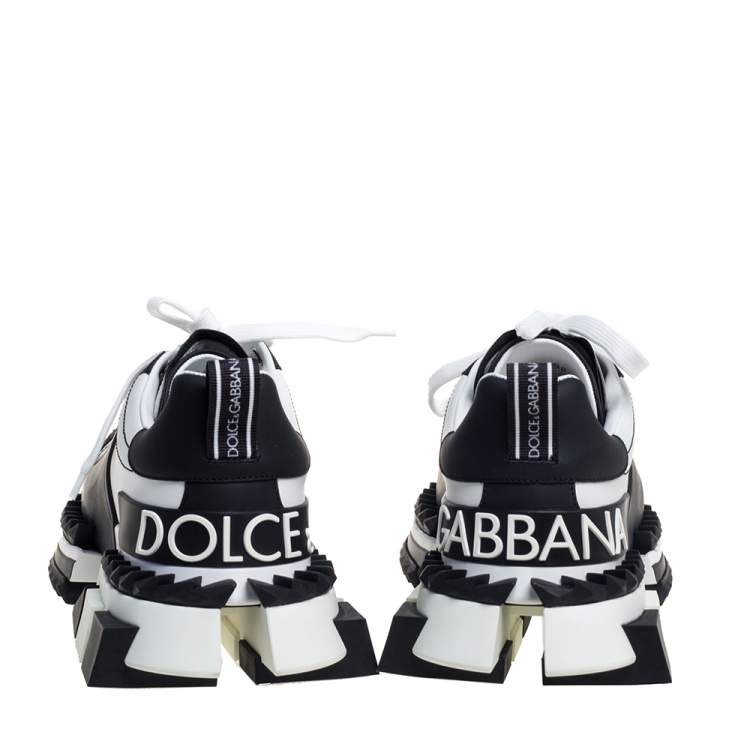 Pre Owned Dolce & Gabbana Black/White Leather And Suede Super King Sneakers Size 40