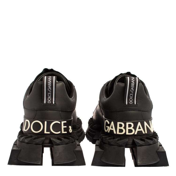 Pre Owned Dolce & Gabbana Black Leather Super Queen Low Top Sneakers Size 41