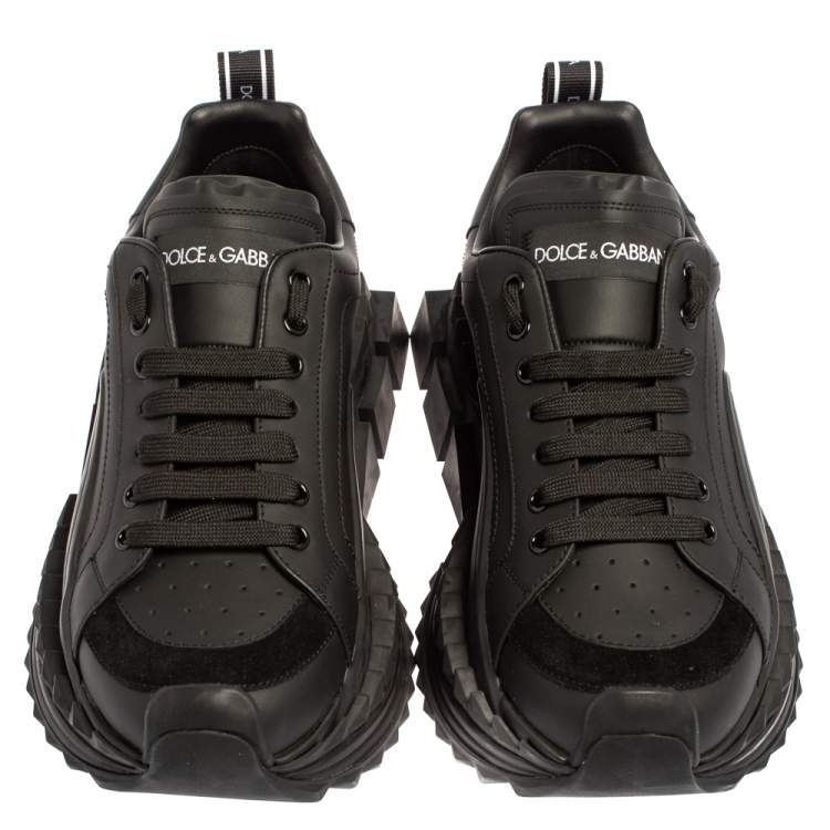 Pre Owned Dolce & Gabbana Black Leather Super Queen Low Top Sneakers Size 41