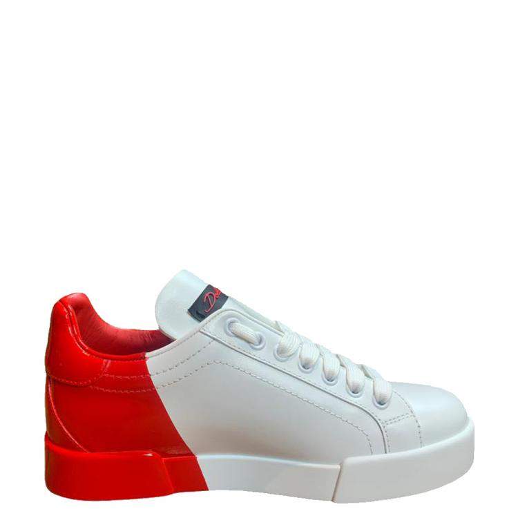 Pre Owned Dolce & Gabbana Red Portofino Sneakers Size EU 35.5