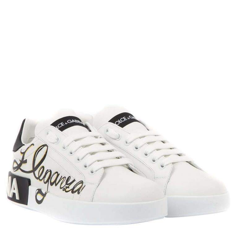 Pre Owned Dolce & Gabbana White Portfino Sneakers Size EU 39.5