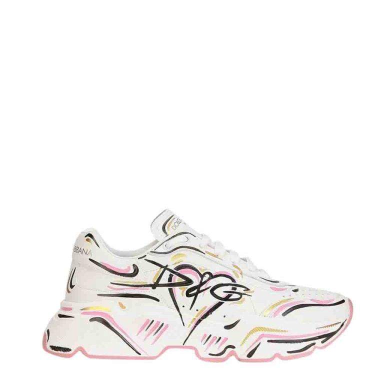 Dolce & Gabbana White Leather Hand Printed Daymaster Sneakers Size EU 41  Dolce & Gabbana | TLC