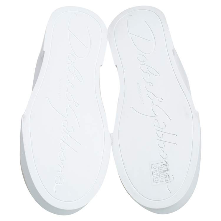 مملوكة مسبقًا Dolce & Gabbana White Leather Portofino Sneakers Size 37.5