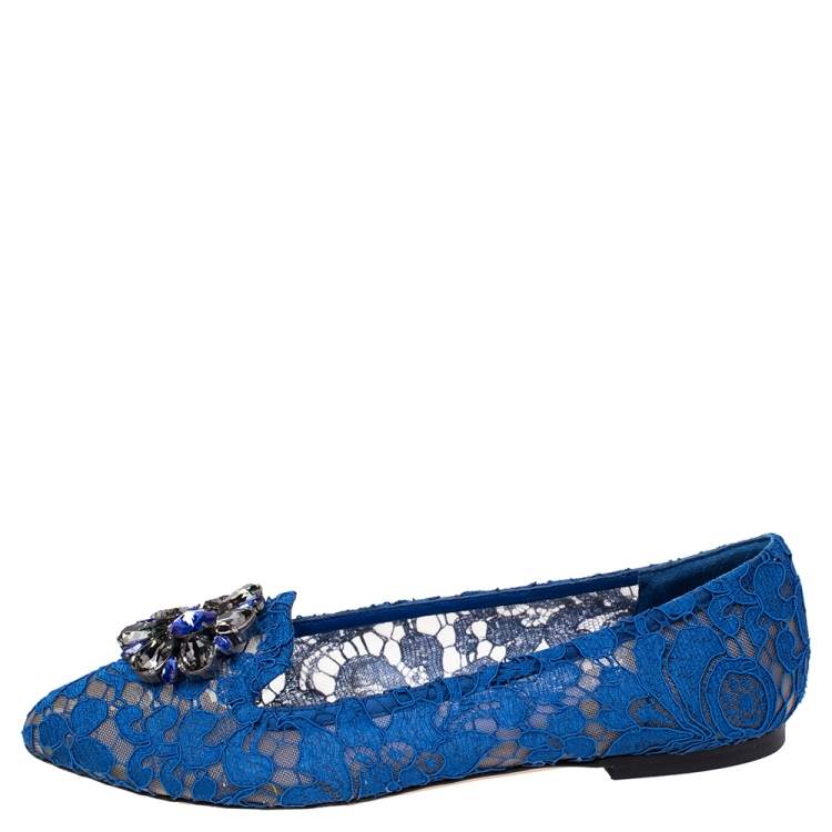 Navy lace shop flats