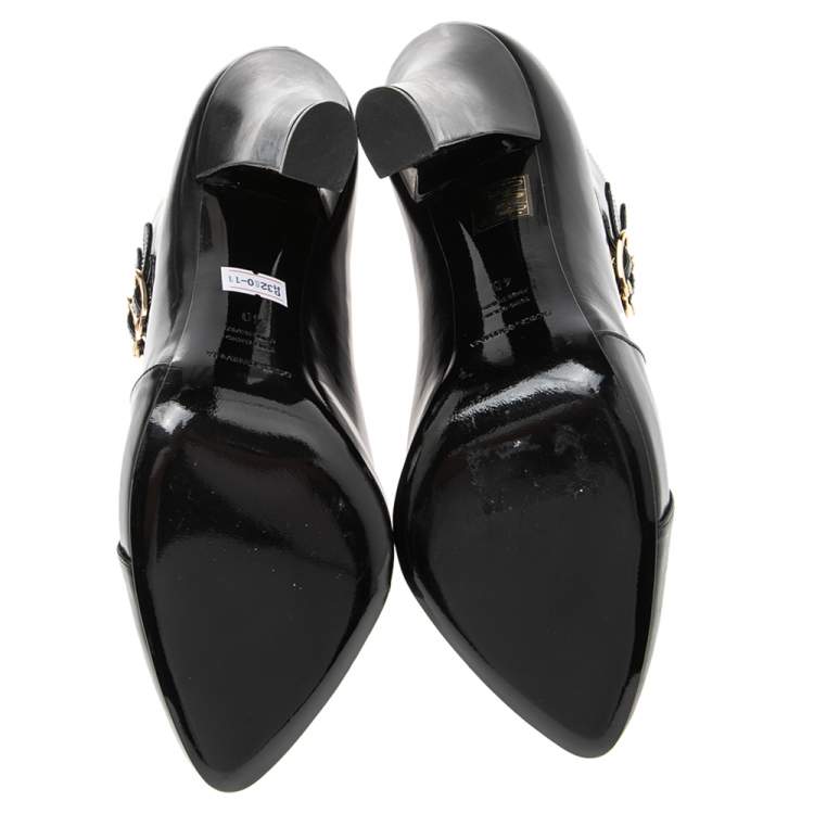 Pre Owned Dolce & Gabbana Black Leather Buckle Detail Ankle Booties Size 40