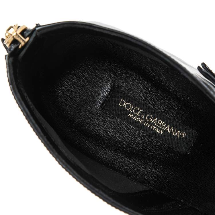 Pre Owned Dolce & Gabbana Black Leather Buckle Detail Ankle Booties Size 40