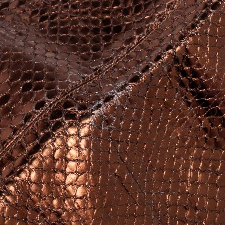 Pre Owned Dolce & Gabbana Gold Python Leather Over Knee Length Boots Size 38