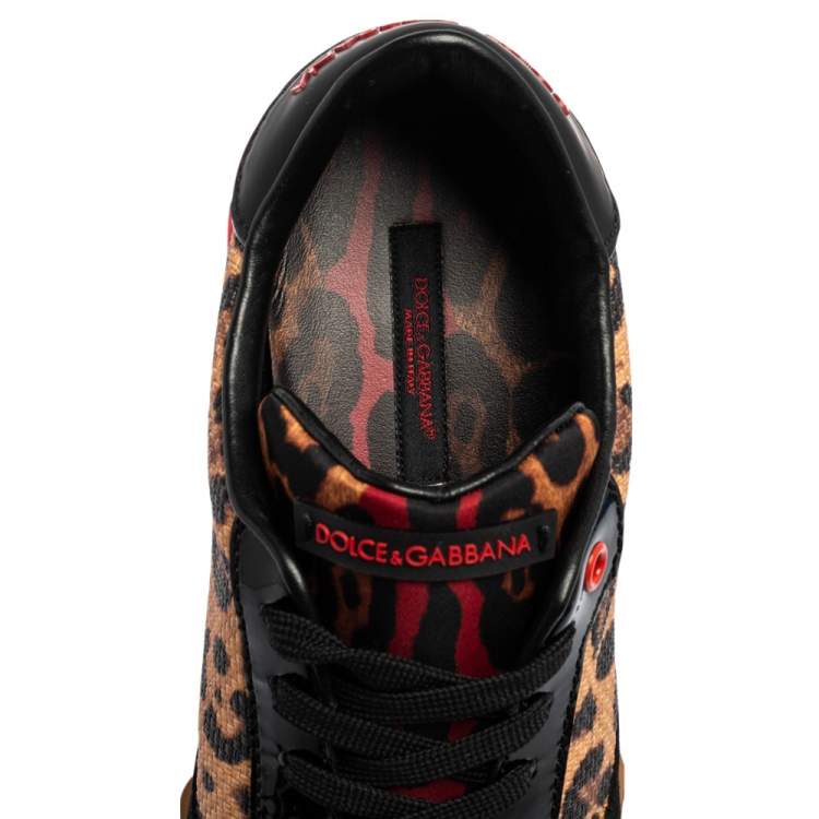مملوكة مسبقًا Dolce & Gabbana Multicolor Leather And Suede Leopard Print Low Top Sneakers Size 40