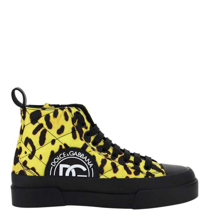 Dolce & Gabbana Yellow/Black leopard print Quilted Nylon Portofino Light  Mid-top Sneakers Size IT 40 Dolce & Gabbana | TLC