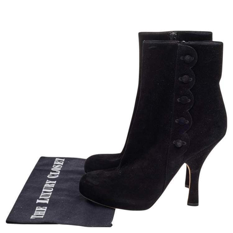 Pre Owned Dolce & Gabbana Black Suede Ankle Length Boots Size 40