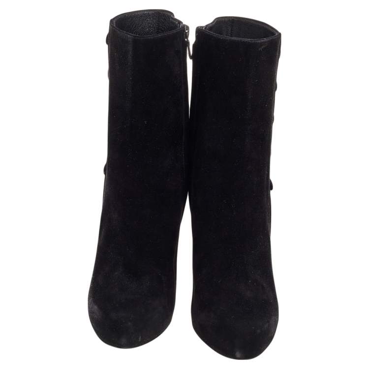 Pre Owned Dolce & Gabbana Black Suede Ankle Length Boots Size 40