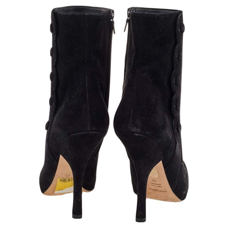 Pre Owned Dolce & Gabbana Black Suede Ankle Length Boots Size 40