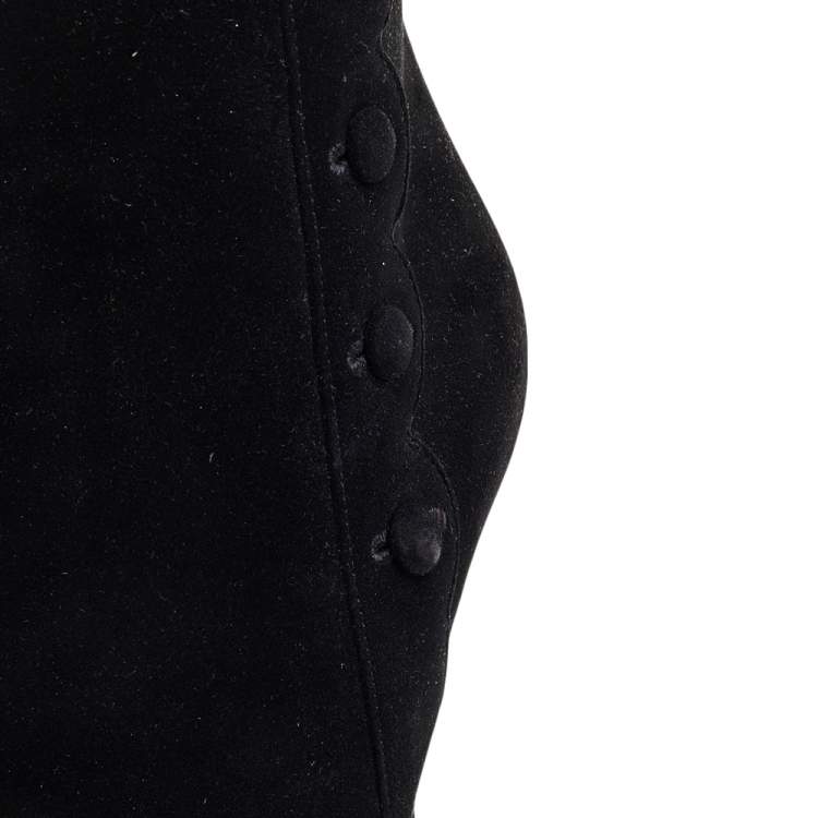 Pre Owned Dolce & Gabbana Black Suede Ankle Length Boots Size 40