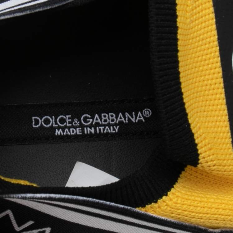 Pre Owned Dolce & Gabbana Yellow Knit Fabric Sorrento Logo Slip-On Sneakers Size 38.5