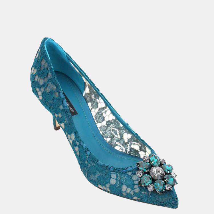 Femme Chaussures Chaussures à talons Talons hauts et talons aiguilles 13 % de réduction Lace Rainbow Pumps With Brooch Detailing Dolce & Gabbana en coloris Bleu 