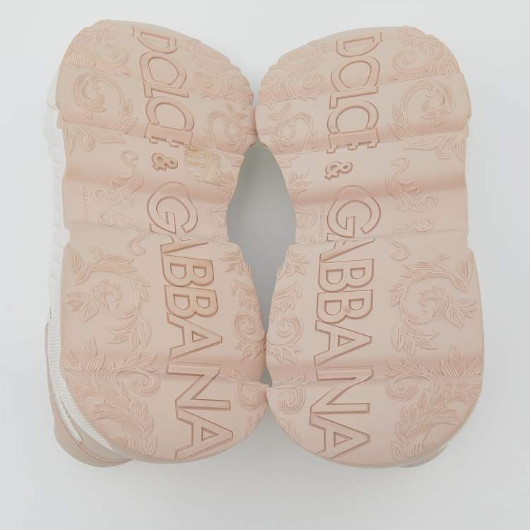 Pre Owned Dolce & Gabbana White/Blush Pink Leather Daymaster Sneakers Size 37