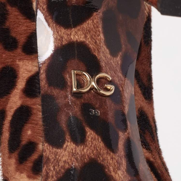 Pre Owned Dolce and Gabbana Brown/Black Calf Hair Leopard Print Pumps Size 39