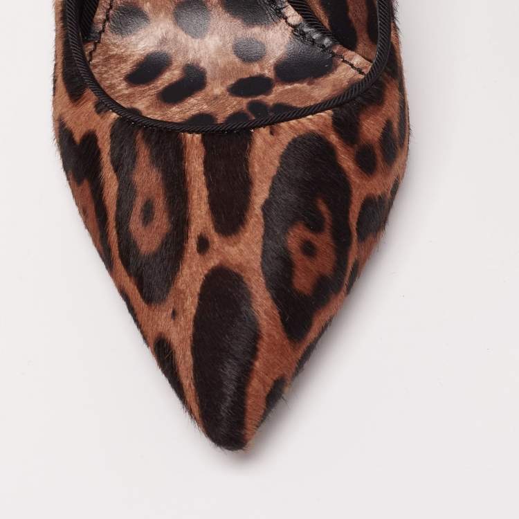 Pre Owned Dolce and Gabbana Brown/Black Calf Hair Leopard Print Pumps Size 39