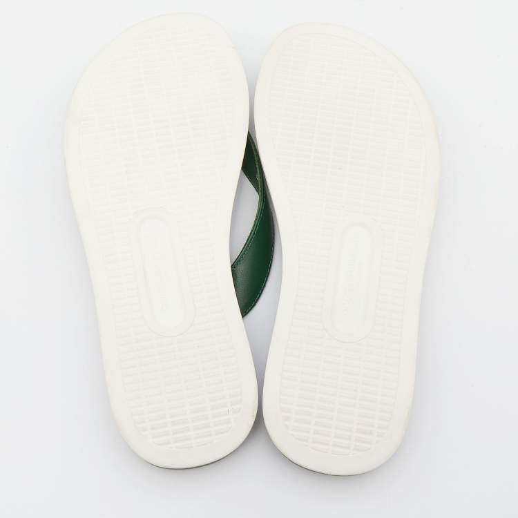 Pre Owned Dolce & Gabbana Green Leather Beach Thong Sandals Size 39