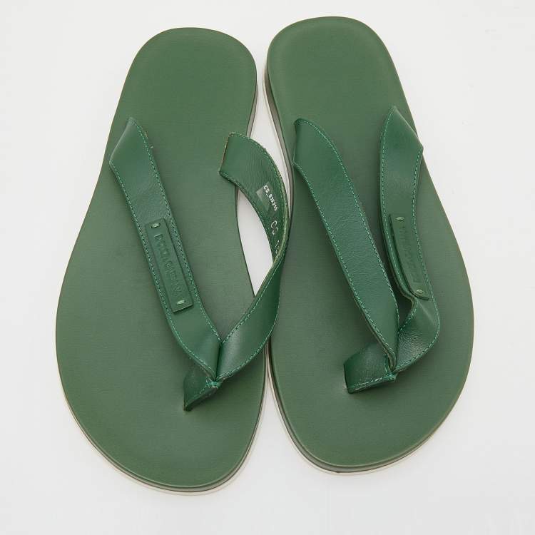 Pre Owned Dolce & Gabbana Green Leather Beach Thong Sandals Size 39