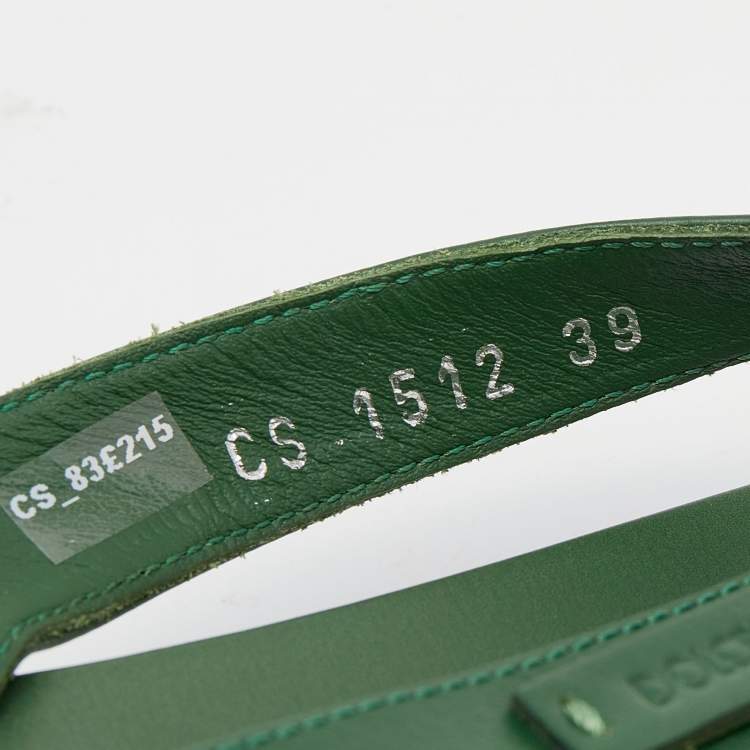 Pre Owned Dolce & Gabbana Green Leather Beach Thong Sandals Size 39