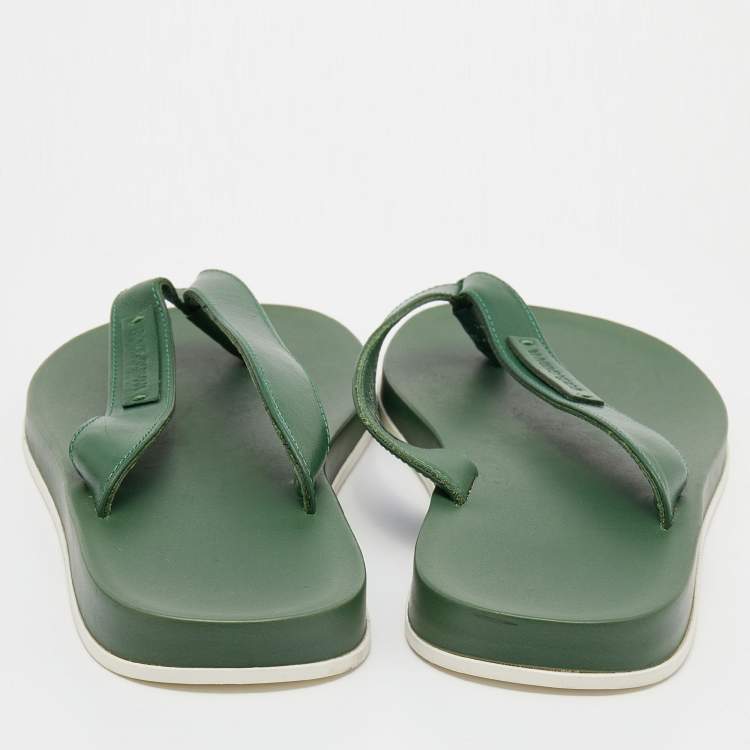 Pre Owned Dolce & Gabbana Green Leather Beach Thong Sandals Size 39