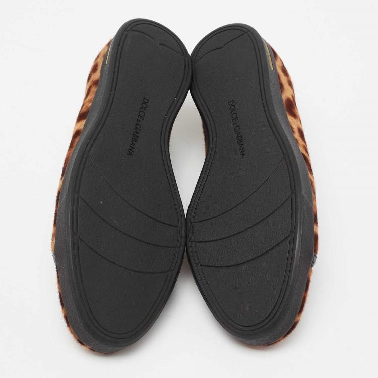 مملوكة مسبقًا Dolce & Gabbana Brown Leopard Print Calf Hair Sneakers Size 39