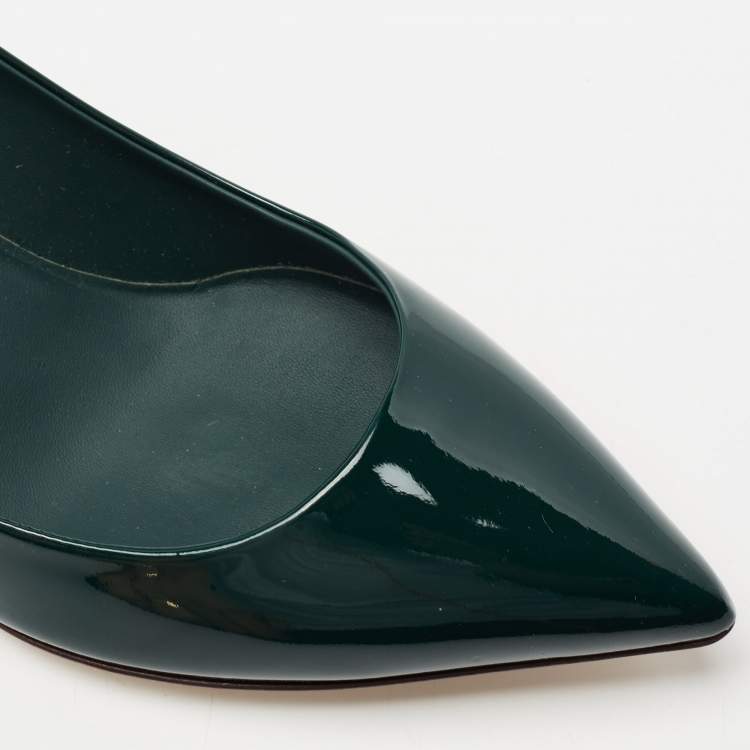 Pre Owned Dolce & Gabbana Dark Green Patent Leather Pointed Toe Pumps Size 35.5