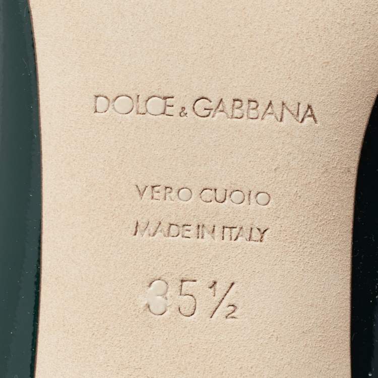 Pre Owned Dolce & Gabbana Dark Green Patent Leather Pointed Toe Pumps Size 35.5