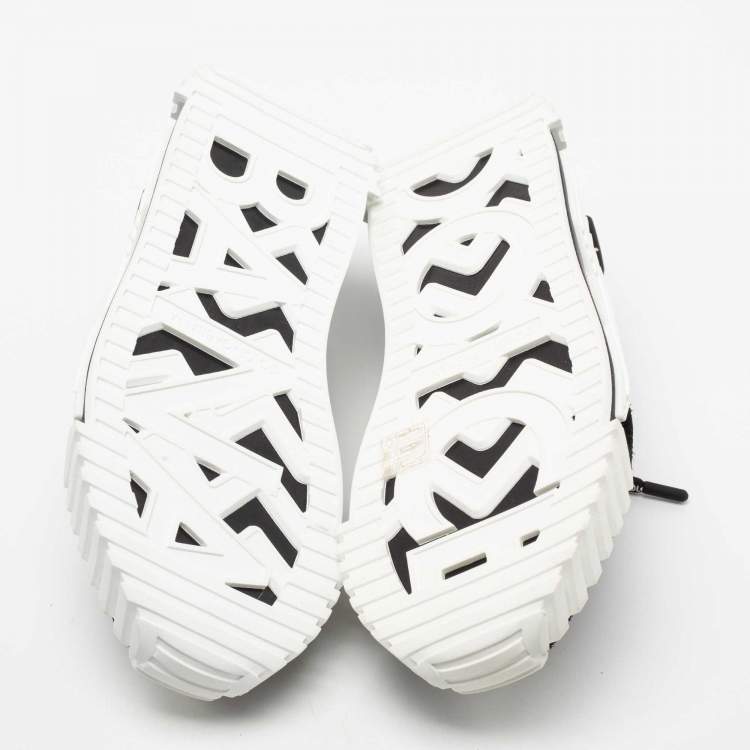 مملوكة مسبقًا Dolce & Gabbana White/Black Suede, Printed Canvas and Neoprene NS1 Low-Top Sneakers Size 39